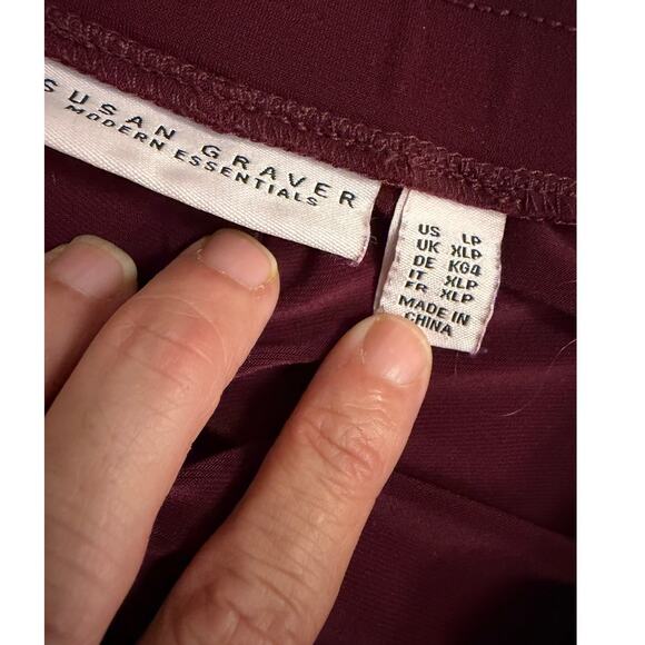 Susan Graver Burgundy Travel Pants LP Large Petite 23" Inseam Pull-On Stretch - Picture 2 of 3